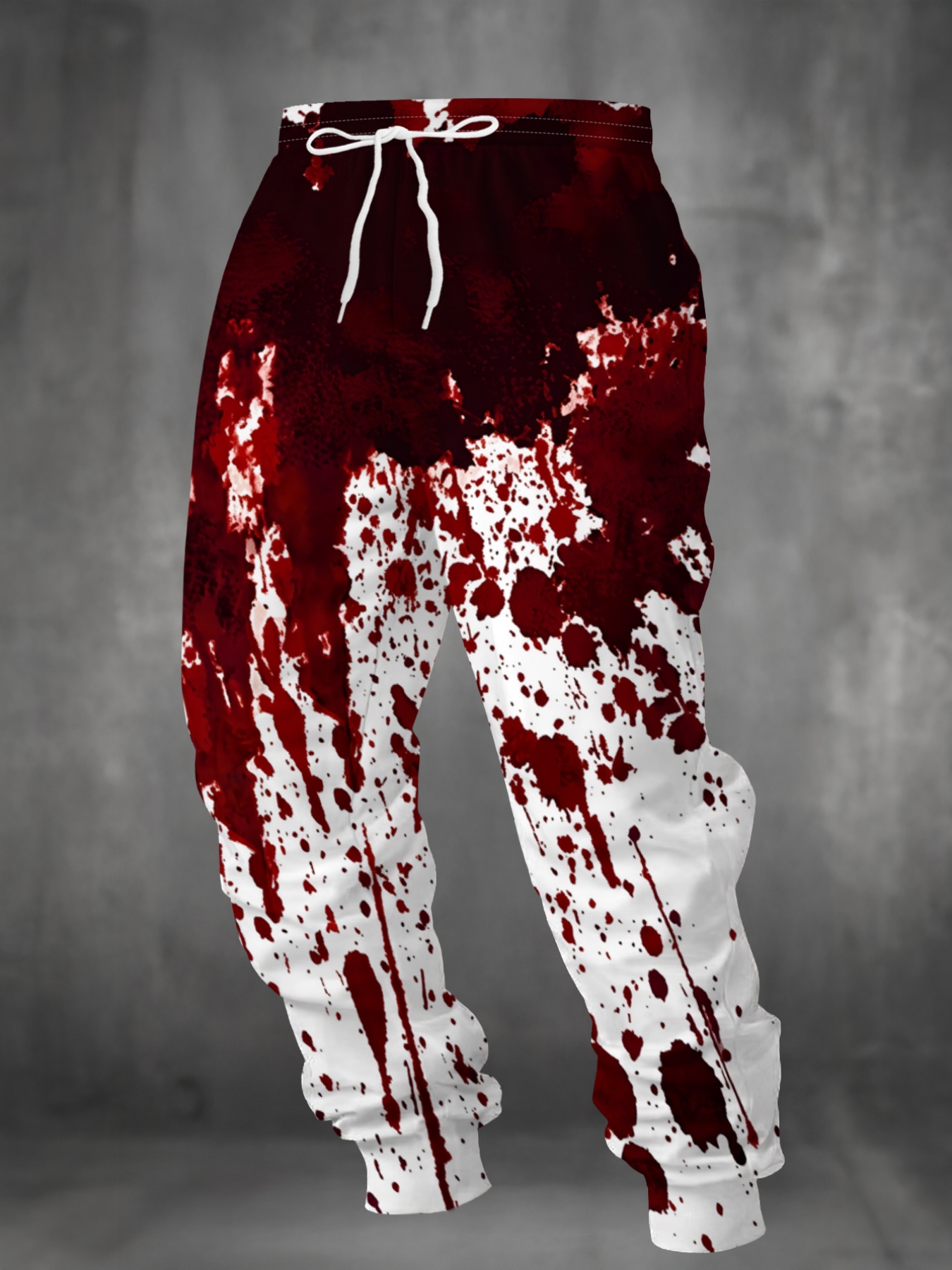 Men's Blood Splatter Print Sweatpants, Horror Themed